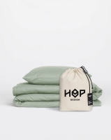 Zestaw pościeli HOP DESIGN – czysta bawełna – szałwiowy (pure grey) 200/200 + 50/60